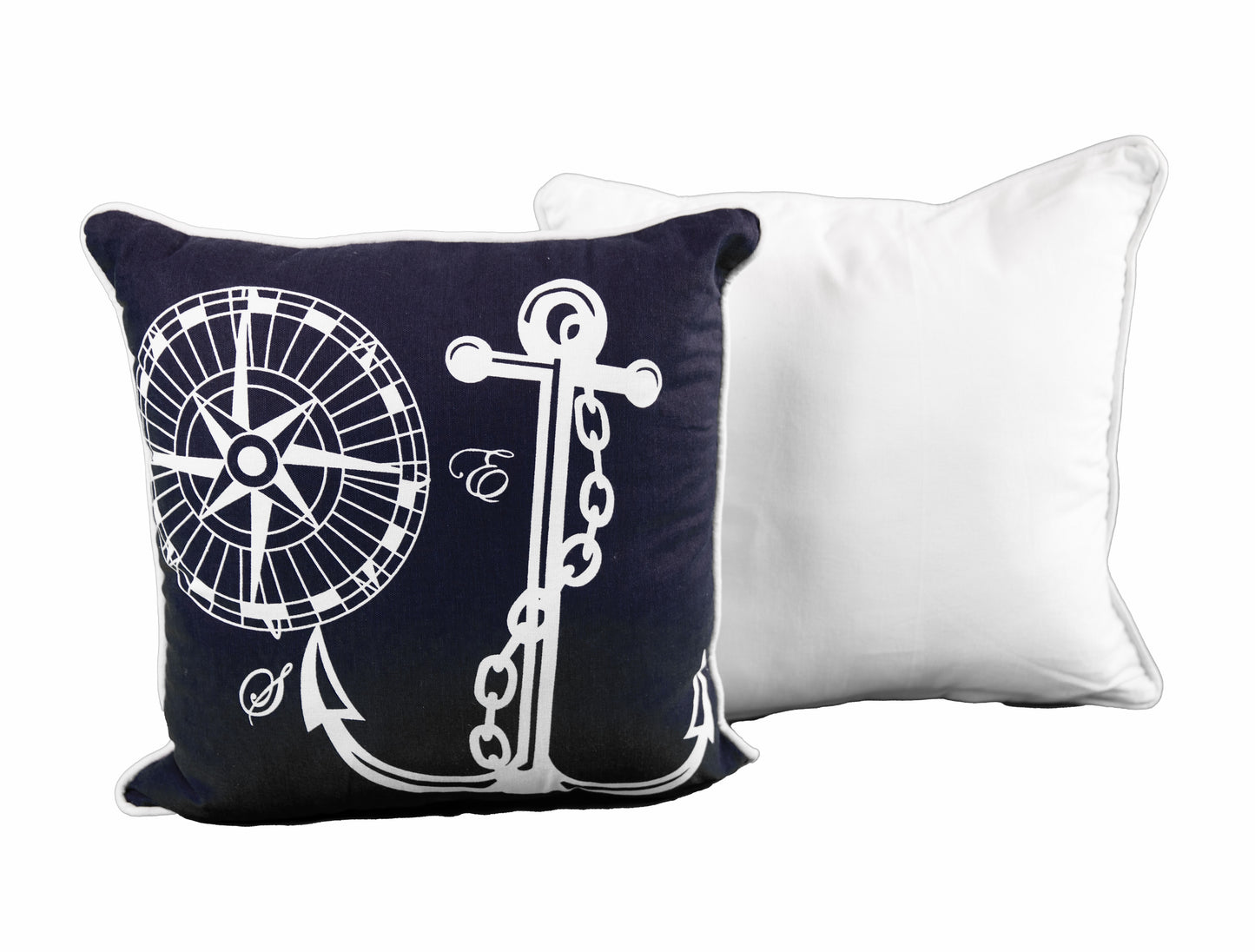 Anchor Compass Blue White Nautical Decorative Throw Pillow Shell/Stuffed Nautical Home Décor-2pk