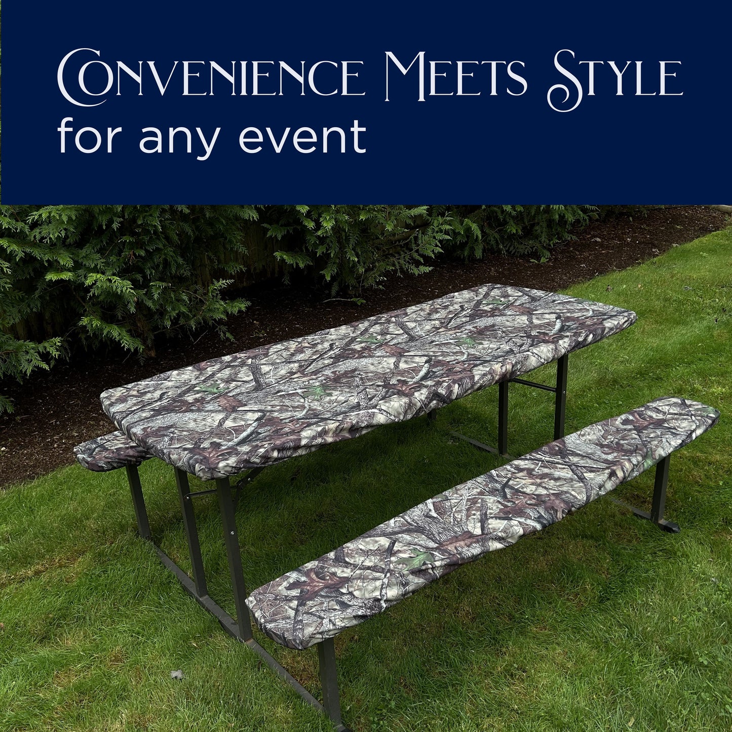 TRUETIMBER® Camo Picnic Table Cover and Bench Covers (set) with Elastic Fit