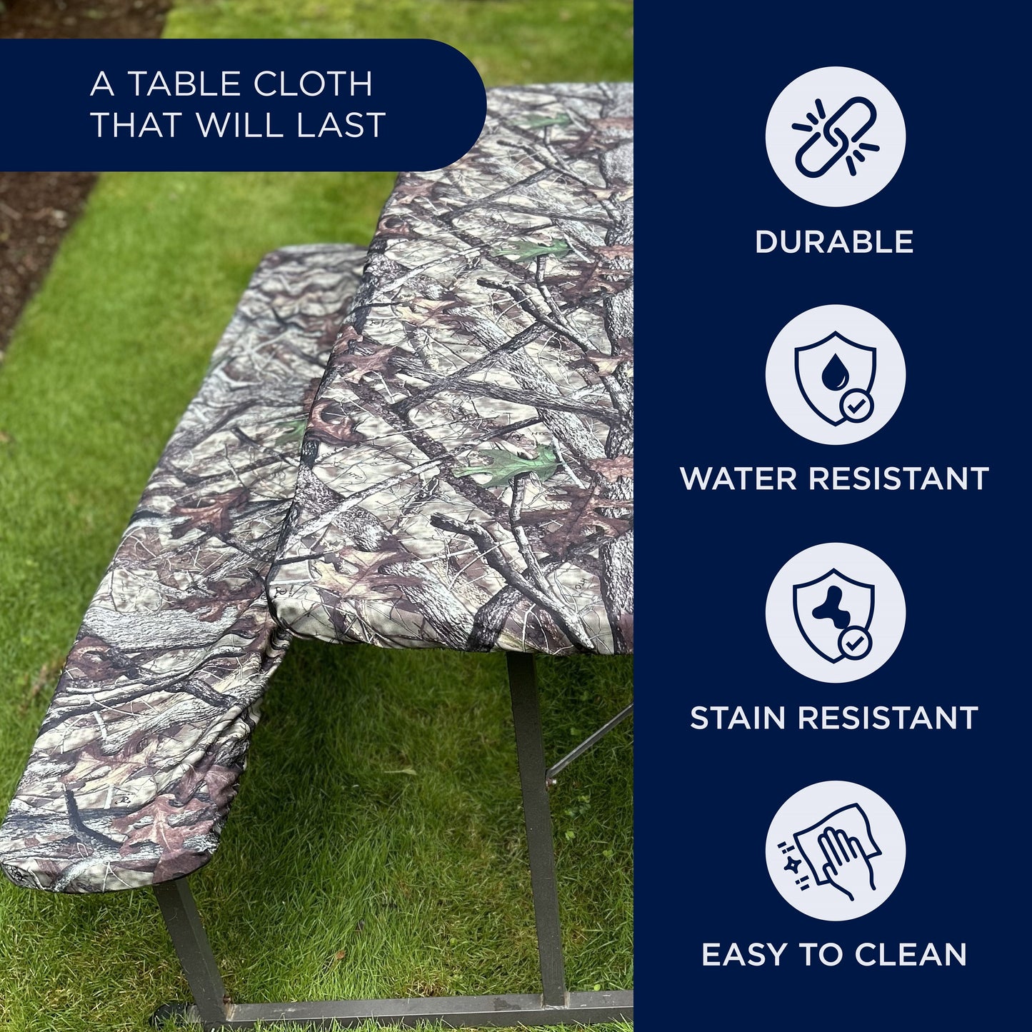 TRUETIMBER® Camo Picnic Table Cover and Bench Covers (set) with Elastic Fit