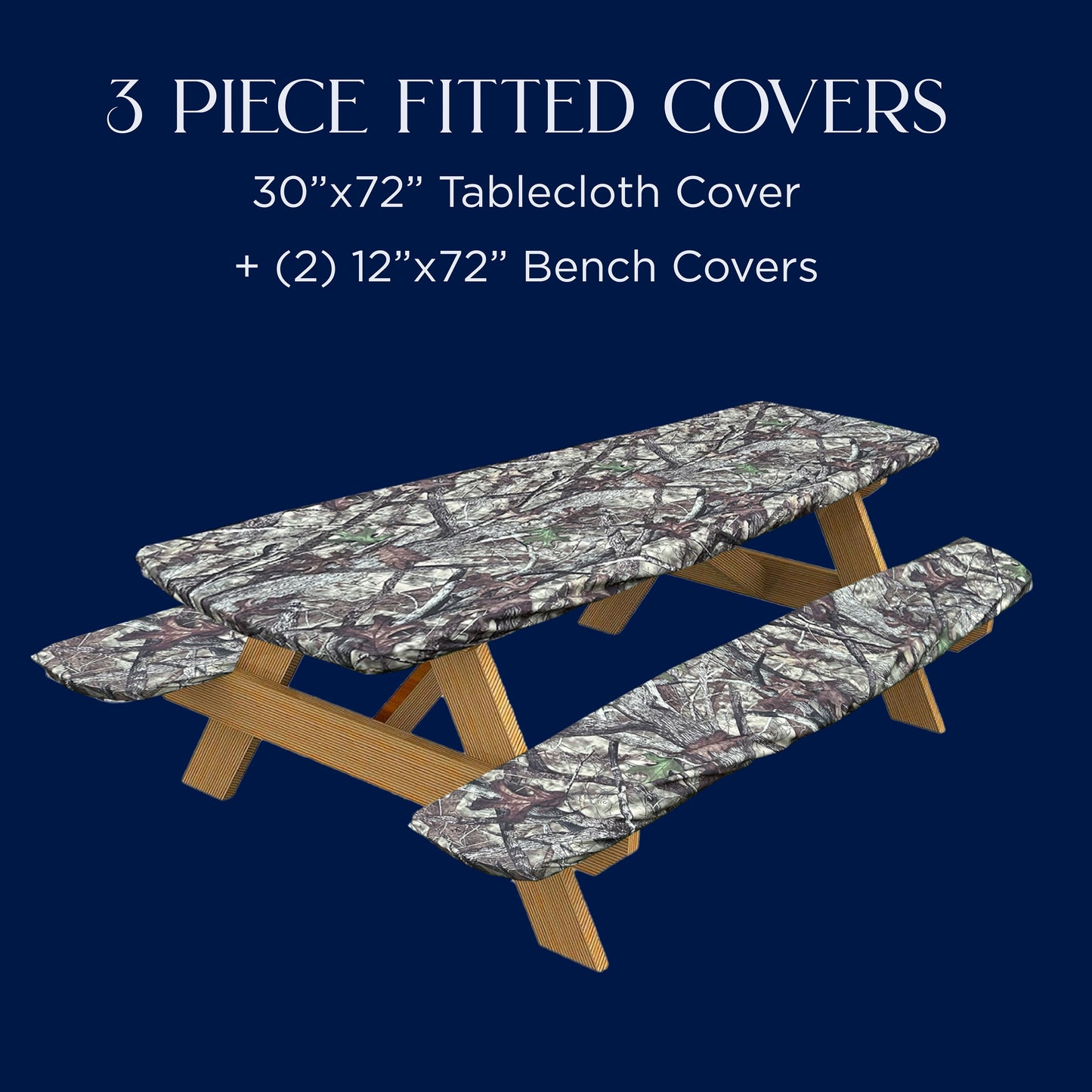 TRUETIMBER® Camo Picnic Table Cover and Bench Covers (set) with Elastic Fit