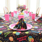 Happy Birthday Tablecloth Black Restaurant Quality Polyester Fabric Machine Wash and Dry No Wrinkles No Iron No Stains Made in USA All Sizes