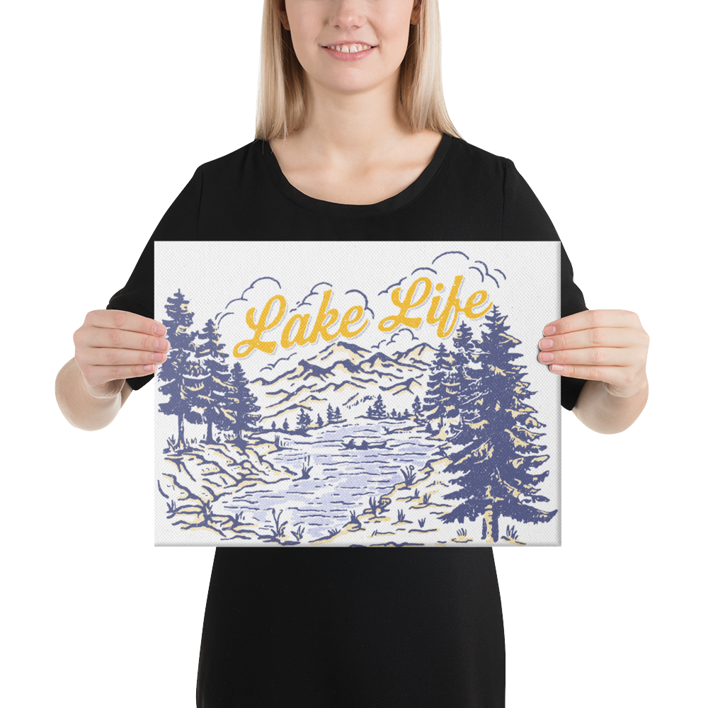 Lake Life Retro Canvas Print for Home Decor