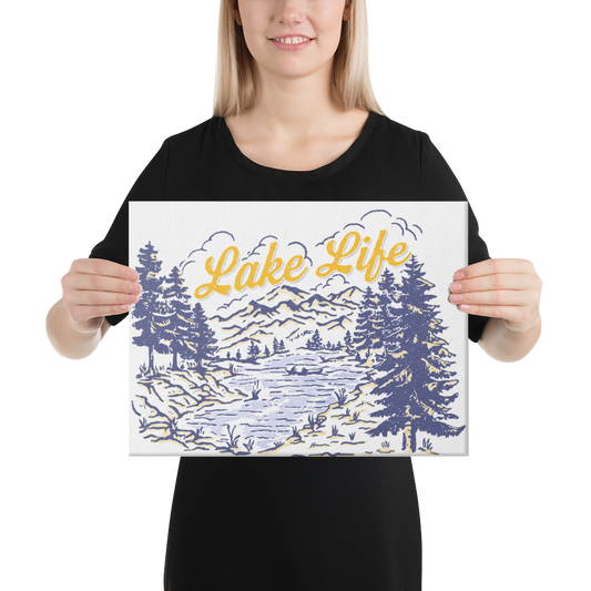 Lake Life Retro Canvas Print for Home Decor