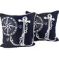 Anchor Compass Blue White Nautical Decorative Throw Pillow Shell/Stuffed Nautical Home Décor-2pk