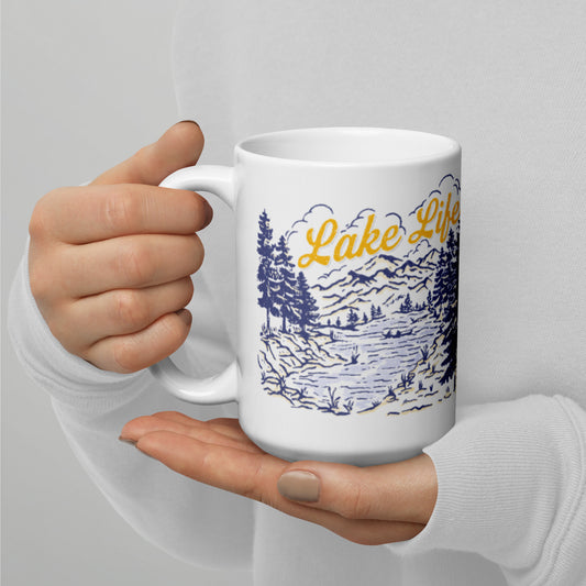 Lake Life Retro White glossy mug