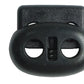 Double Hole Cord Lock/Slide Lock/Toggle/Paracord Spring Loaded Black Plastic (5mm hole)